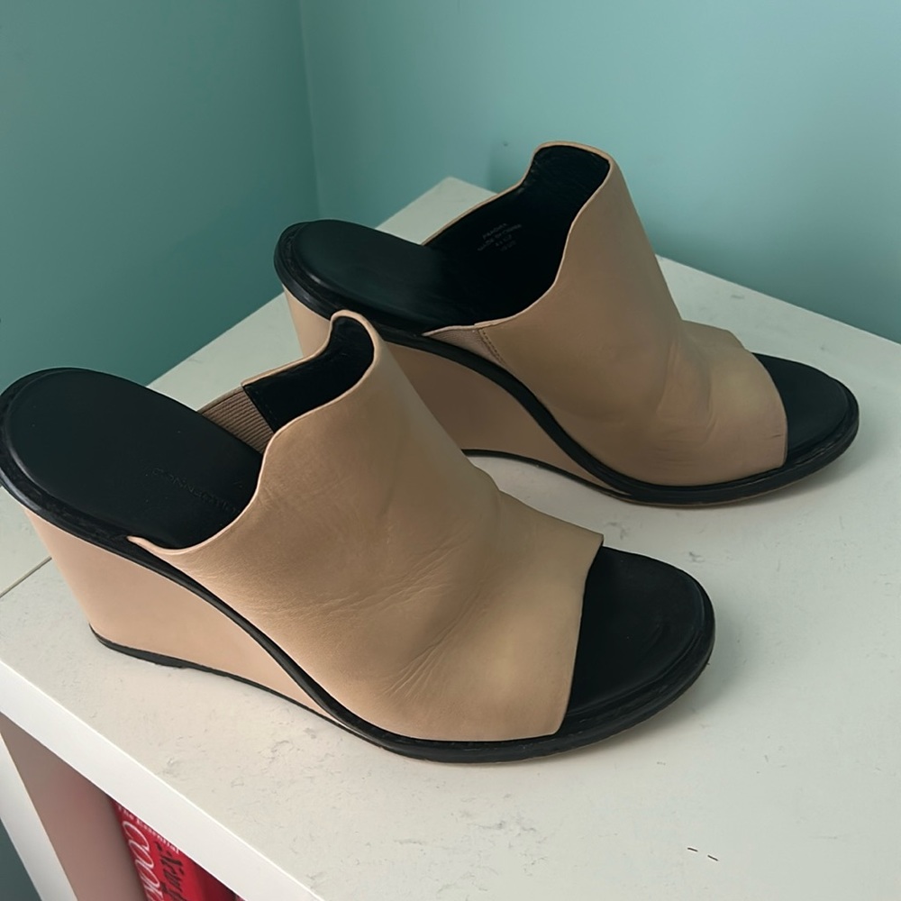 French connection tan/cream and black wedges, size 41